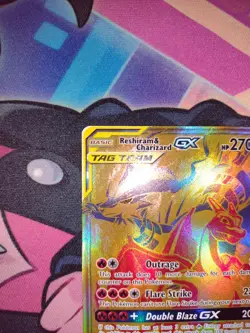 Charizard & Reshiram GX SM247 Sun & Moon Gold Black Star Promo Pokemon Card - Image 5