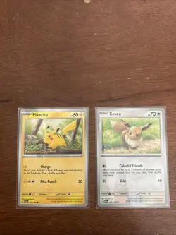 Near Mint Pikachu and Eevee Pokemon Together Promo Cards - Image 1