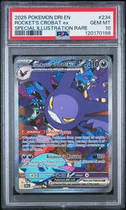 2025 POKEMON DRI EN-DESTINED RIVALS #234 TEAM ROCKET'S CROBAT EX PSA 10 - Image 1