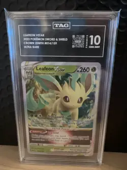 Pokemon 2023 Leafeon VSTAR 014/159 Ultra Rare Crown Zenith GEM MINT TAG 10 - Image 1