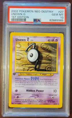 PSA 10 GEM MINT 2002 Pokemon Neo Destiny 1st Edition #27 Unown G - Image 1