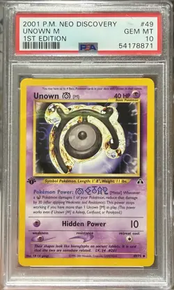 Unown M PSA 10 1st Ed Neo Discovery #49 Pokemon - Image 1