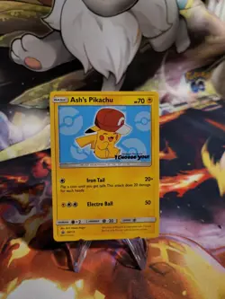 Ash's Pikachu SM113 Sun & Moon Black Star Promo Card Pokemon TCG LP Light Play - Image 1