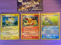 Jolteon Flareon Vaporeon Holo Pop Series 3 Promo Rare Pokemon Cards - Image 1