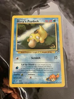 W STAMP Misty's Psyduck 54/132 Gym Heroes WOTC Gold Promo Rare Pokemon Card - Image 1