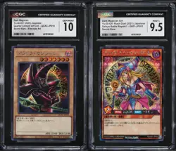 Yugioh Dark Magician and Dark Magician Girl Card Set PSA CGC 9.5 10 GEM MINT - Image 1