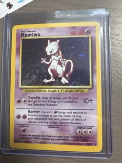 Pokemon Mewtwo Trading Card Base Set 1st Edition Holo Rare - Image 1