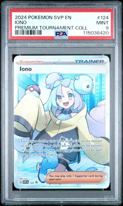 2024 POKEMON SVP EN-SV BLACK STAR PROMO IONO PREM TOURNAMENT COLL IONO PSA 9 - Image 1