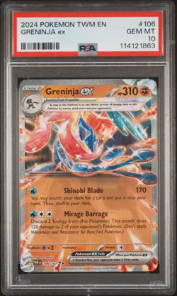 2024 POKEMON TWM EN-TWILIGHT MASQUERADE #106 GRENINJA EX PSA 10 - Image 1