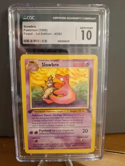 1999 POKEMON FOSSIL 1ST EDITION #43/62 SLOWBRO CGC 10 GEM MINT. SHIPS FAST! - Image 1