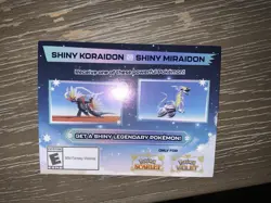 Pokemon Scarlet And Violet Serial Codes Shiny Koraidon or Miraidon UNSCRATCHED! - Image 1