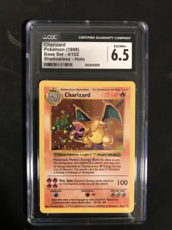 1999 Pokemon Base Set Shadowless Holo Charizard #4 CGC 6.5 EX-MT+ Clean Front - Image 1