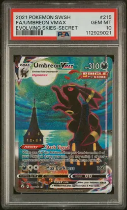 2021 POKEMON SWORD & SHIELD EVOLVING SKIES SECRET FULL ART/UMBREON VMAX PSA 10 - Image 1