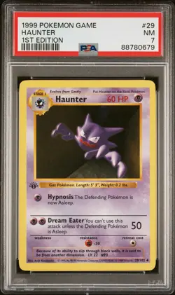 HAUNTER 1999 POKEMON GAME 1ST EDITION BASE SET UNCOMMON 29/102 PSA 7 Q5081 - Image 1