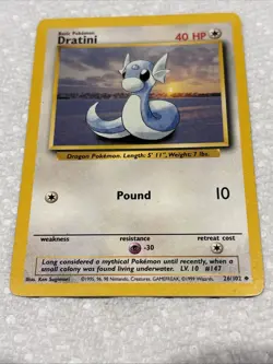 Pokemon Dratini 26/102 1st Edition Shadowless Base Set Card Unplayed Near Mint - Image 1