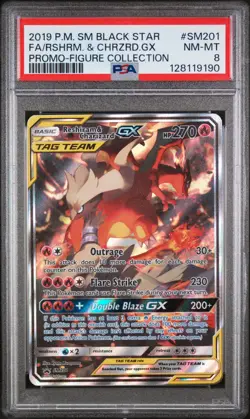 2019 Pokemon Reshiram & Charizard GX Tag Team Card PSA 8 Promo - Image 1