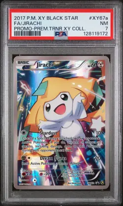2017 Pokemon XY Black Star Promo Jirachi Card PSA 7 NM - Image 1