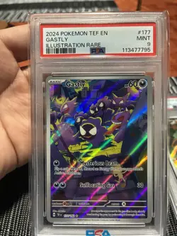 Pokemon Temporal Forces Gastly Card 177/162 Illustration Rare, Mint PSA 9 - Image 1