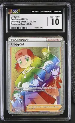 CGC 10 COPYCAT EVOLVING SKIES 222 RAINBOW SECRET RARE SWORD & SHIELD POKEMON - Image 1