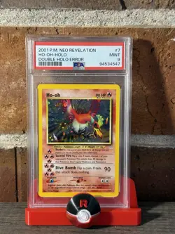 Pokemon 2001 Ho-oh 7 DOUBLE HOLO ERROR Neo Revelation PSA 9 - Image 1