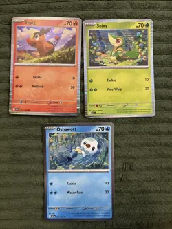 Pokemon TCG Snivy Tepig Oshawott Holo Rares Set 2025 Black Bolt & White Flare - Image 1