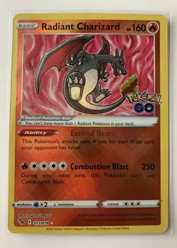 Radiant Charizard 11/78 Reverse Holo Rare Pokemon GO Card 2022 - Image 1