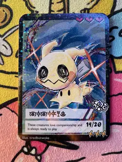 Pokemon Parody Cards by Tiredbutwoke, v3 / Set 3 - Mimikyu Holographic Card - Image 1