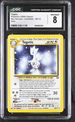 CGC 8 FRENCH Togetic 2000 Neo Genesis 16/111 Holo Pokemon Card - Image 1
