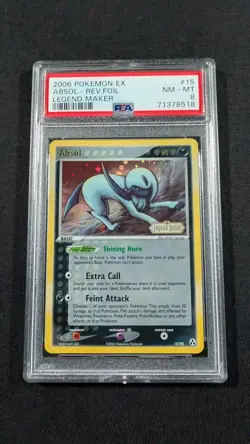 Pokemon Card Reverse Holo Absol 15/92 PSA 8 NM-MT ex Legend Maker - Image 1
