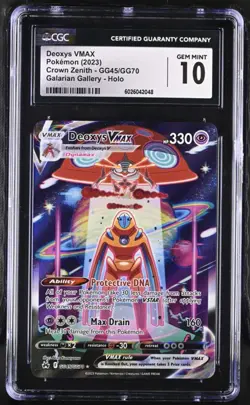 Deoxys VMAX GG45/GG70 Crown Zenith Full Art Galarian Gallery Pokemon Card CGC 10 - Image 1