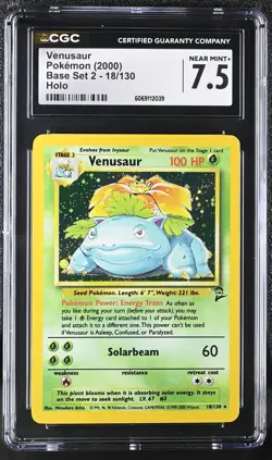 CGC 7.5 Venusaur 2000 Base Set 2 18/130 Holo Pokemon Card - Image 1
