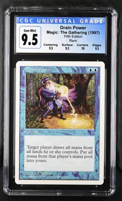 DRAIN POWER 5th Edition Rare CGC 9.5 Q+ Gem Mint MTG [Nostalgium] - Image 1