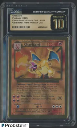 2021 Pokemon Celebrations Classic Gold Metal Ultra Premium Charizard CGC 10 - Image 1