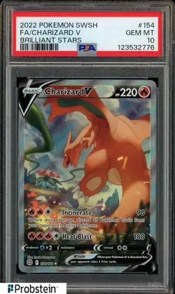 2022 Pokemon SWSH Brilliant Stars #154 Charizard v Fa PSA 10 GEM MINT - Image 1