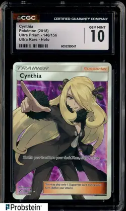 Pokemon Cynthia CGC 10 GEM MINT Full Art 148/156 Ultra Prism Sun & Moon - Image 1