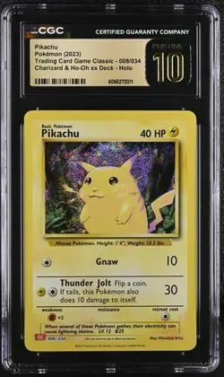 Pikachu 008/034 Holo 2023 Pokemon TCG Classic CGC Pristine 10 - Image 1