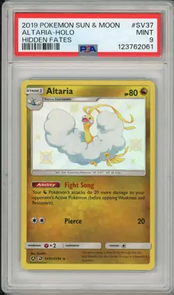 2019 Pokemon Sun & Moon Hidden Fates Altaria Holo #SV37 PSA 9 - Image 1