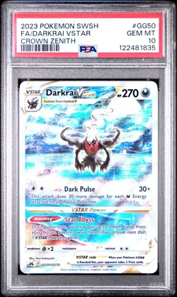 2023 POKEMON SWORD & SHIELD CROWN ZENITH #GG50 FULL ART/DARKRAI VSTAR PSA 10 - Image 1