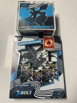 Sealed Pokemon Lot - Black Bolt ETB w/ display case and Black Bolt Binder - Image 1