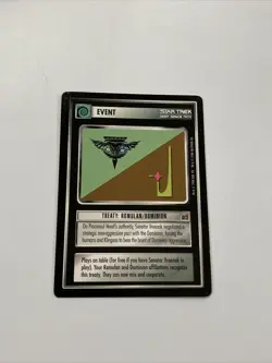 Star Trek CCG Event Treaty: Romulan/Dominion Black Boarder Card - Image 1
