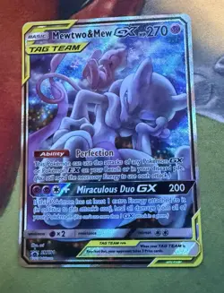 Mewtwo & Mew GX SM191 Black Star Promo Full Art Pokemon Card - Image 1