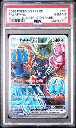2025 POKEMON PRE EN-PRISMATIC EVOLUTIONS #151 PALAFIN EX PSA 10 - Image 1