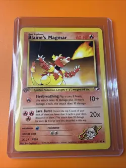 Pokemon TCG Blaine's Magmar 1st Ed 037/132 Gym Heroes Regular LP Free Shipping! - Image 1
