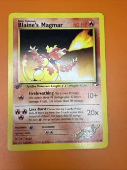 Pokemon TCG Blaine's Magmar 1st Ed 037/132 Gym Heroes Regular LP Free Shipping! - Image 2
