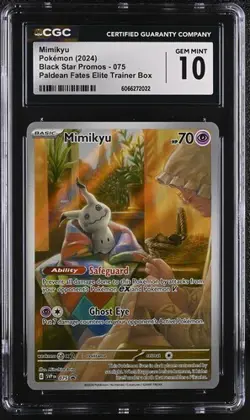 CGC 10 - Mimikyu 075 SVP Black Star Promo Paldean Fates ETB Pokemon Gem Mint - Image 1