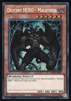Destiny HERO - Malicious - Playset 3 Cards - RA03-EN001 - Secret Rare - Yugioh - Image 2