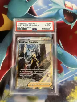 Cynthia's Ambition GG60/GG70 Crown Zenith PSA Graded 10 Pokemon Trading Card - Image 1