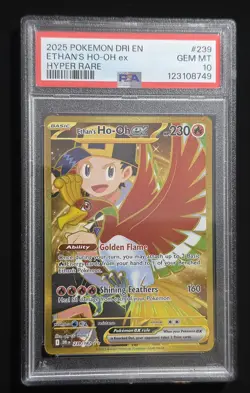 Pokemon TCG Gold Ethan's Ho-Oh EX Card 239/182 Destined Rivals PSA 10 - Image 1