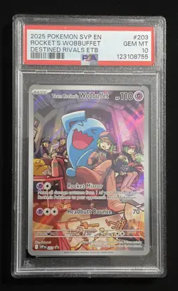 Pokemon TCG Wobuffet 203 Full Art Destined Rivals Black Star Promo Card PSA 10 - Image 1