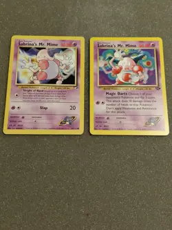 Pokemon Sabrina's Mr. Mime - 2 Card Lot - Gym Challenge, Gym Heroes - LP - Image 1